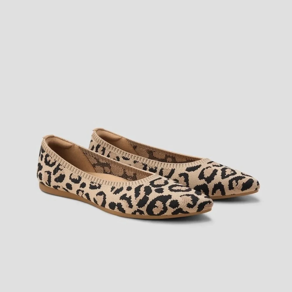 VIVAIA Aria 5º Pointed-Toe Knit Flats Dark Leopard | EU 40.5 / US 9-9.5